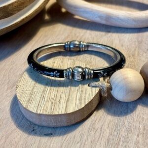 Vintage Brighton Enamel Hinged Bangle Interlock bracelet with floral scrolls